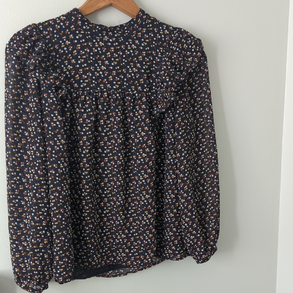 Madewell Ruffleyoke Floral Top Size Small